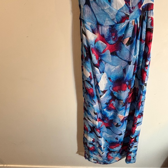 CYNTHIA STEFFE Sz 2 100% Silk Elegant Blue and Pink One-Shoulder Maxi Dress Gown - Picture 6 of 8